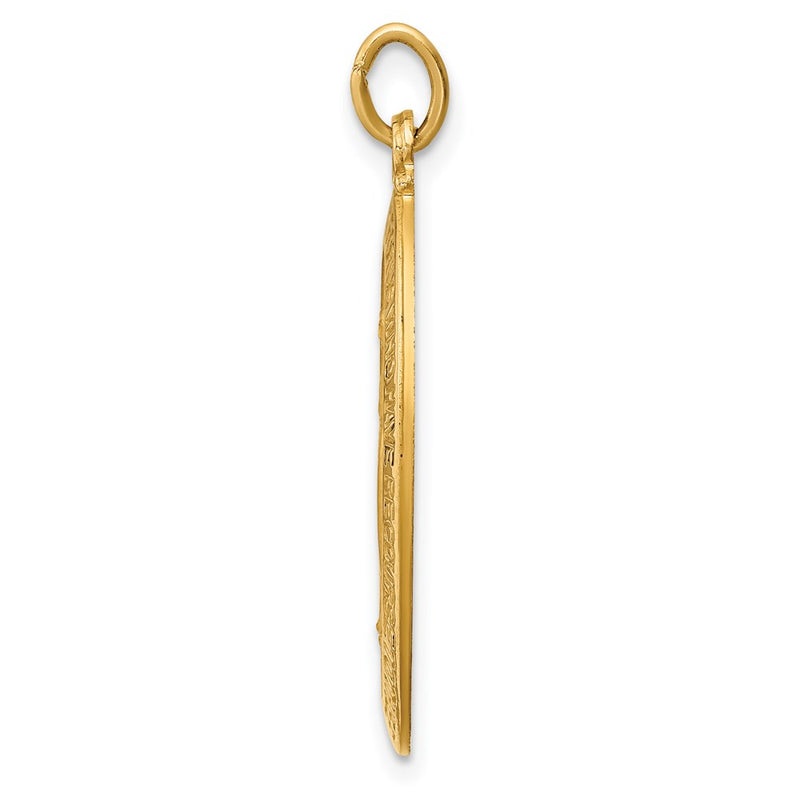 14k Yellow Gold Solid Polished/Satin Medium Oval Miraculous Medal