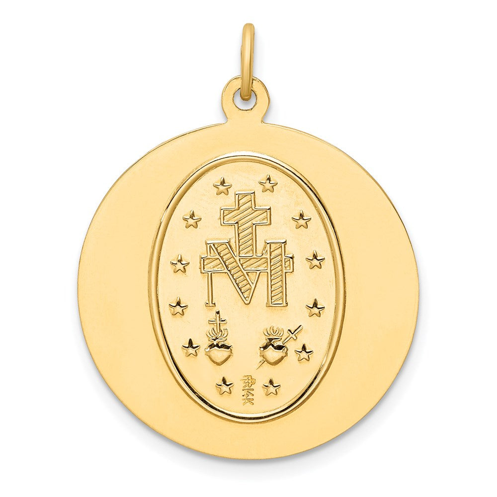 14k Yellow Gold Solid Polished/Satin Round Miraculous Medal