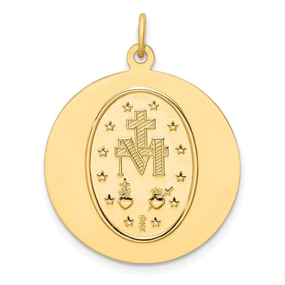 14k Yellow Gold Solid Polished/Satin Round Miraculous Medal