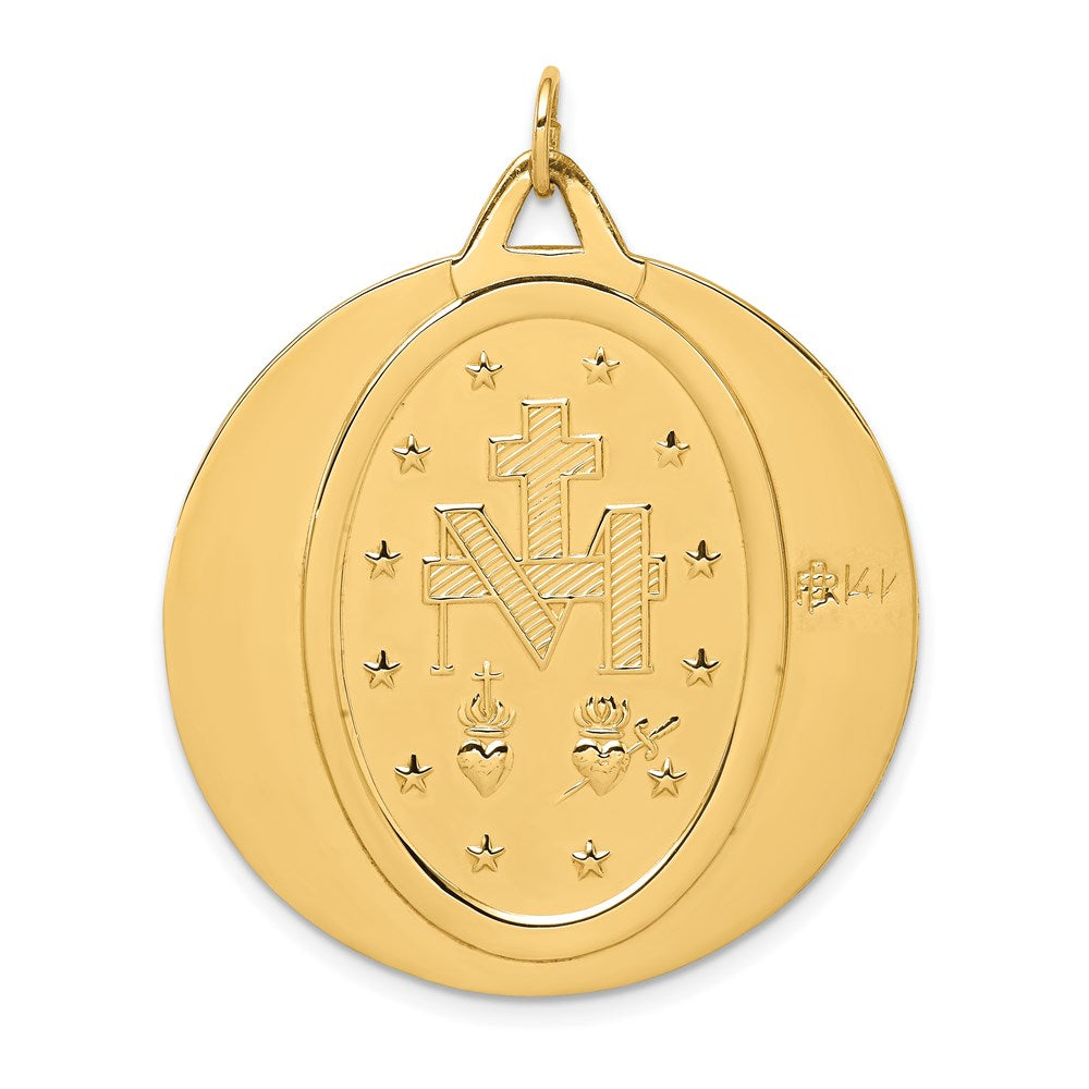 14k Yellow Gold Solid Polished/Satin Large Round Miraculous Medal