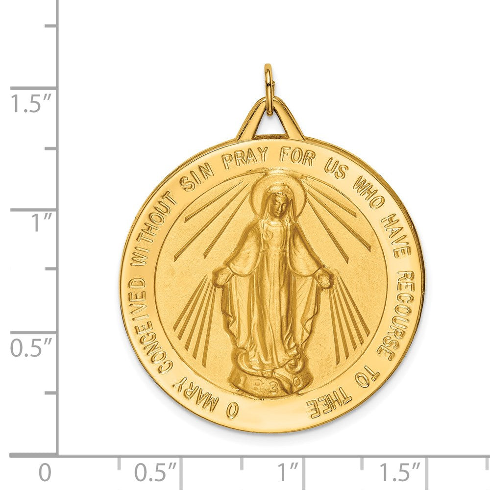 14k Yellow Gold Solid Polished/Satin Large Round Miraculous Medal
