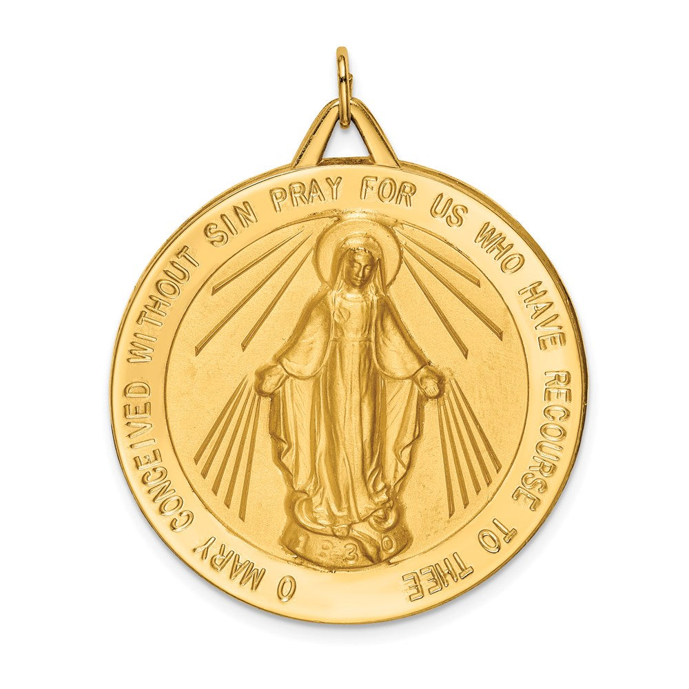 14k Yellow Gold Solid Polished/Satin Large Round Miraculous Medal