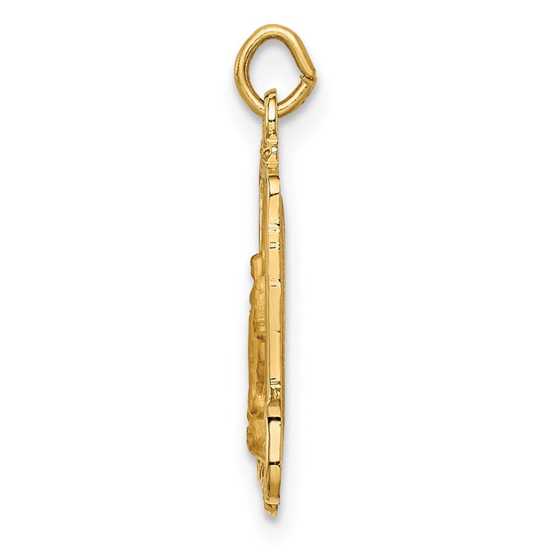 14k Yellow Gold Solid Polished/Satin Rectangular Miraculous Medal