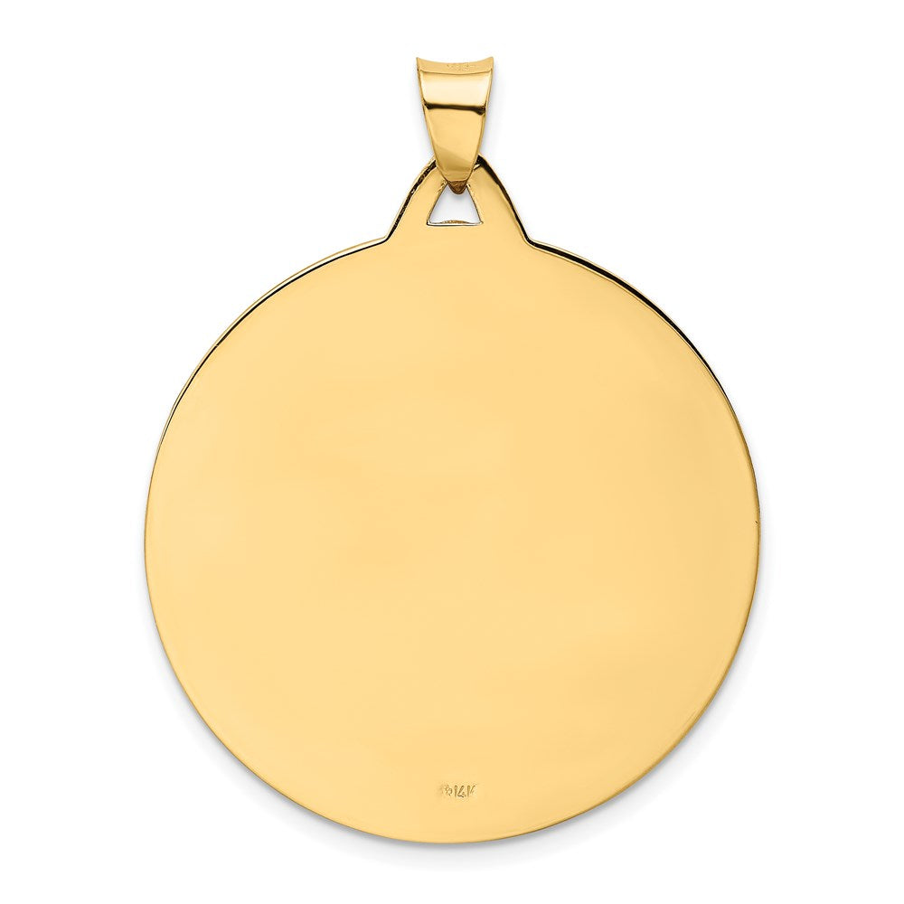 14k Yellow Gold Solid Polished/Satin Large Raised Round Milagrosa Medal