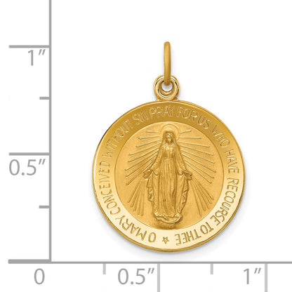 14k Yellow Gold Solid Polished/Satin Small Round Miraculous Medal