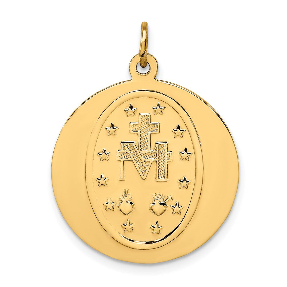 14k Yellow Gold Solid Polished/Satin Large Round Miraculous Medal