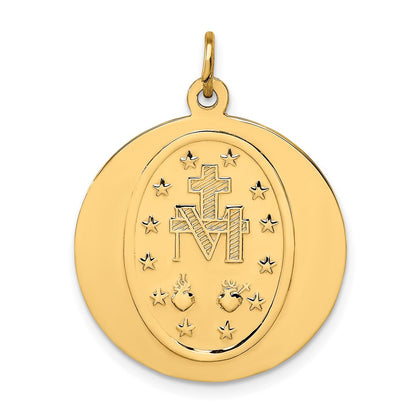14k Yellow Gold Solid Polished/Satin Large Round Miraculous Medal