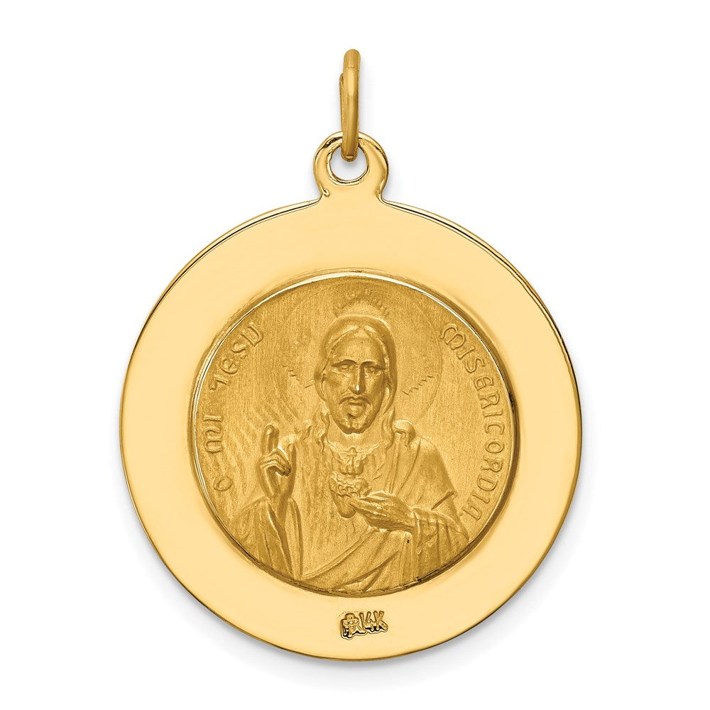 14k Yellow Gold Solid Large Queen Of Holy Scapular Reversible Medal