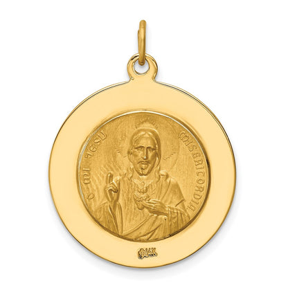 14k Yellow Gold Solid Large Queen Of Holy Scapular Reversible Medal