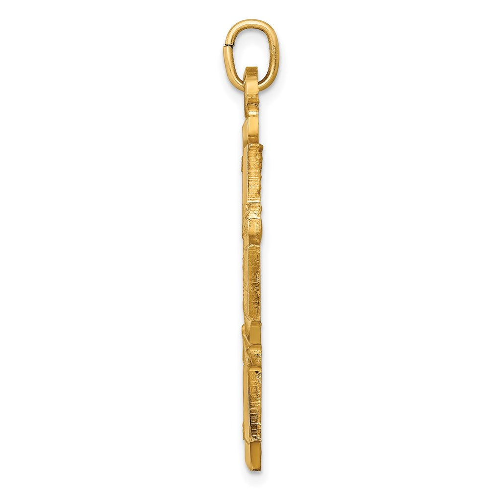 14k Yellow Gold Solid Polished/Satin Large 4-Way Medal