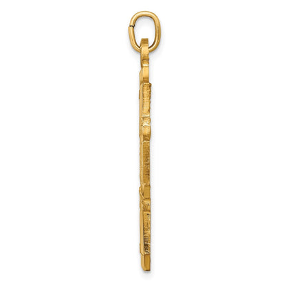 14k Yellow Gold Solid Polished/Satin Large 4-Way Medal