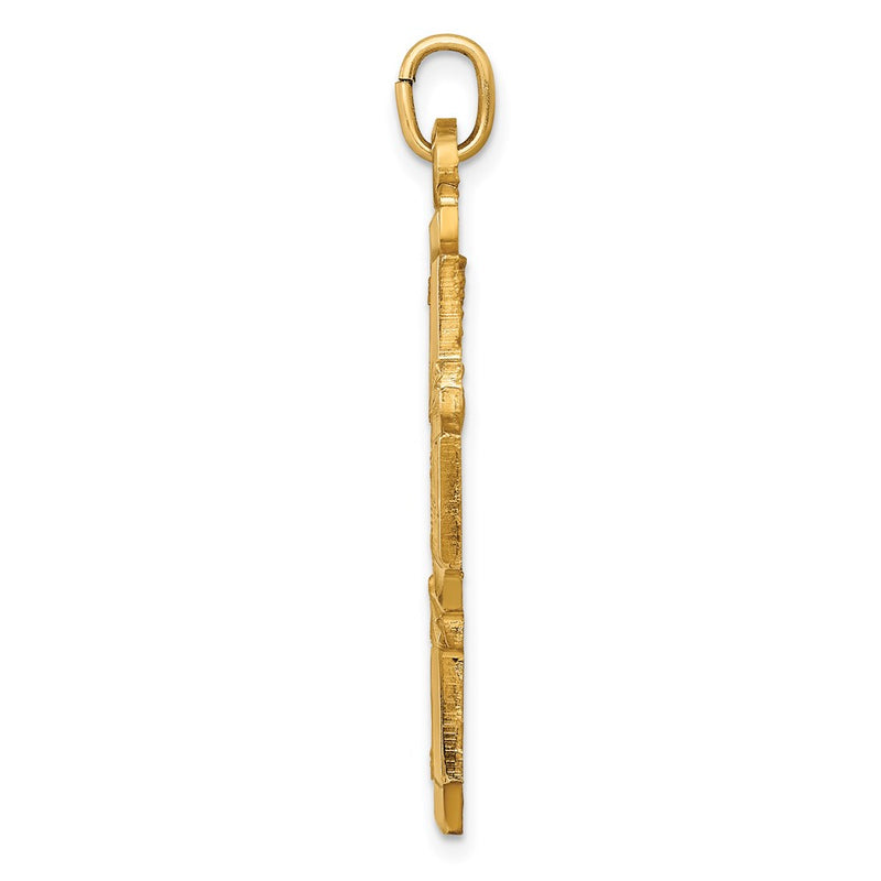 14k Yellow Gold Solid Polished/Satin Large 4-Way Medal