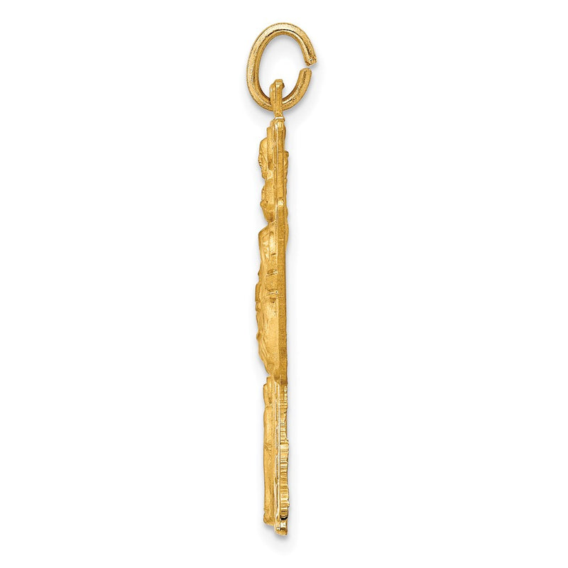 14k Yellow Gold Solid Polished/Satin Large 4-Way Medal Cross