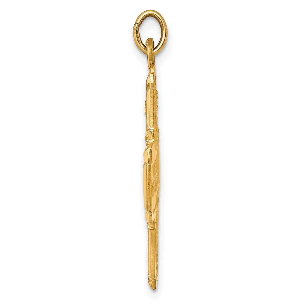 14k Yellow Gold Solid Polished/Satin Medium 4-Way Medal