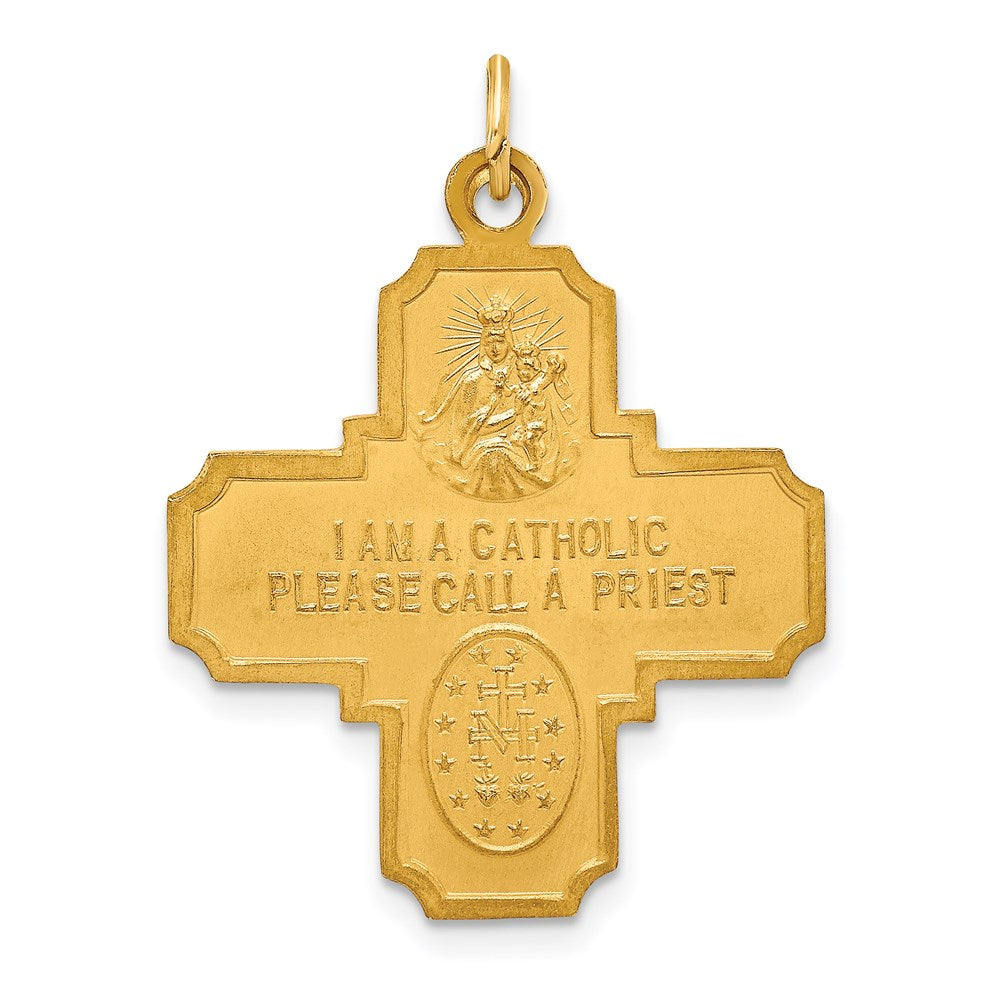 14k Yellow Gold Solid Polished/Satin Medium 4-Way Medal