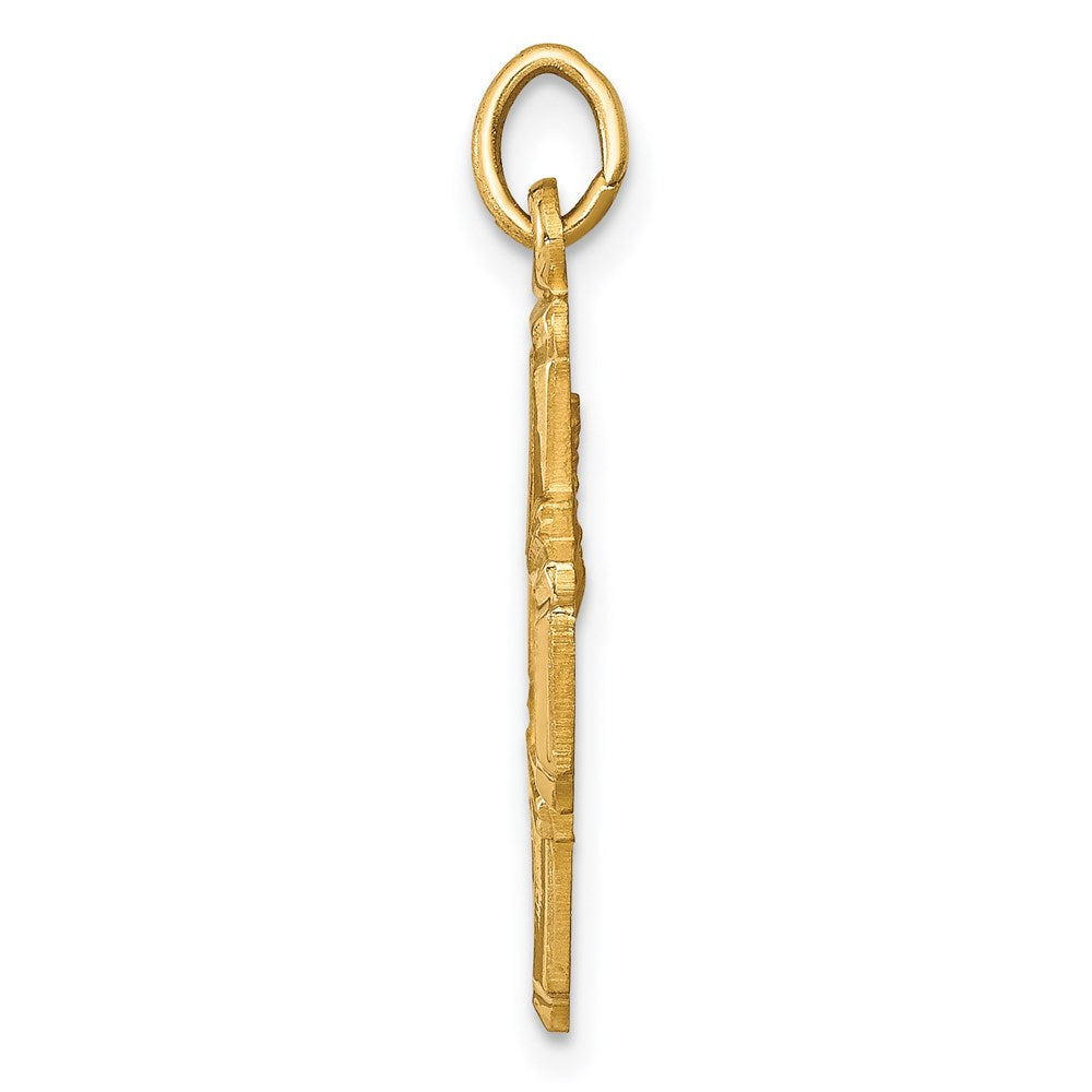 14k Yellow Gold Solid Polished/Satin Small 4-Way Medal