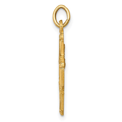 14k Yellow Gold Solid Polished/Satin Small 4-Way Medal