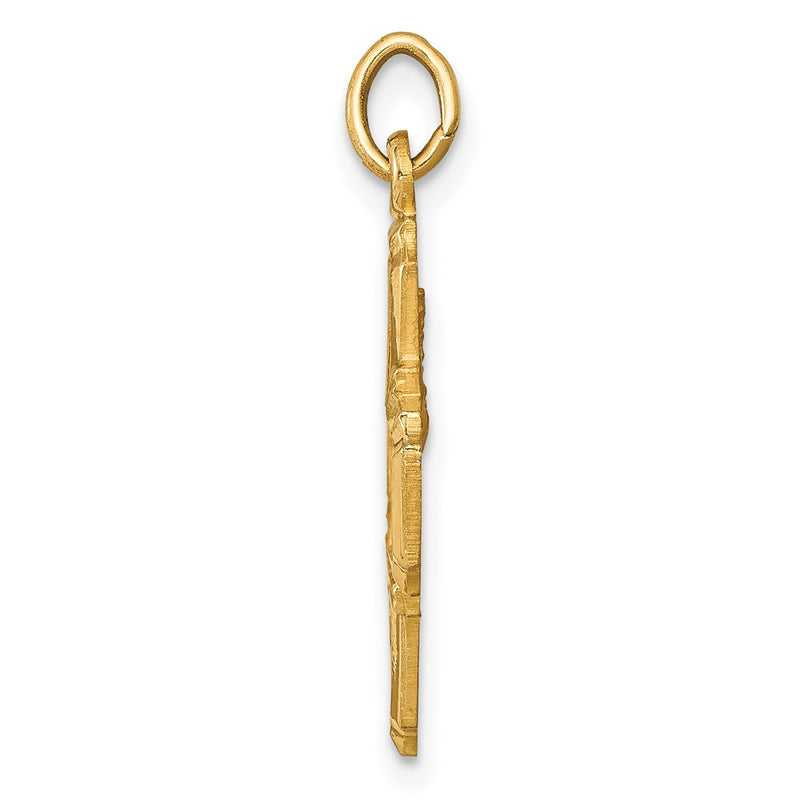 14k Yellow Gold Solid Polished/Satin Small 4-Way Medal