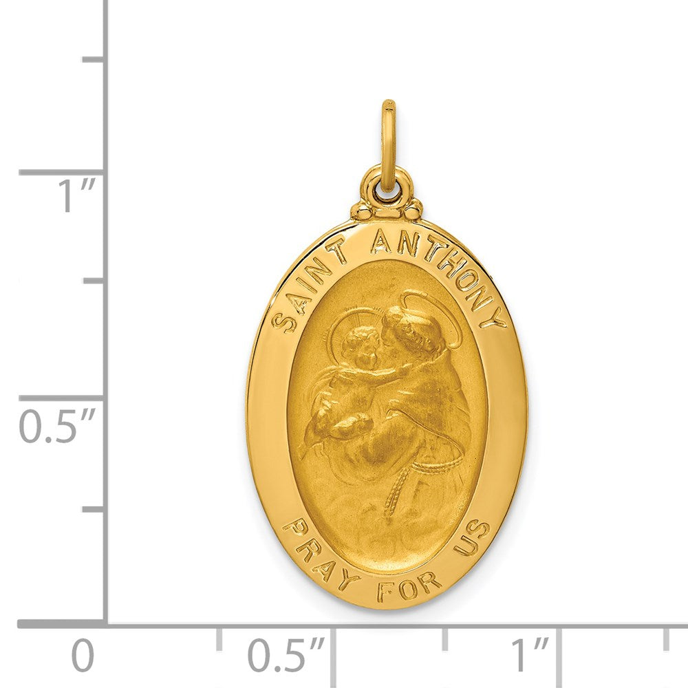 14k Yellow Gold Solid Polished/Satin Oval St. Anthony Medal
