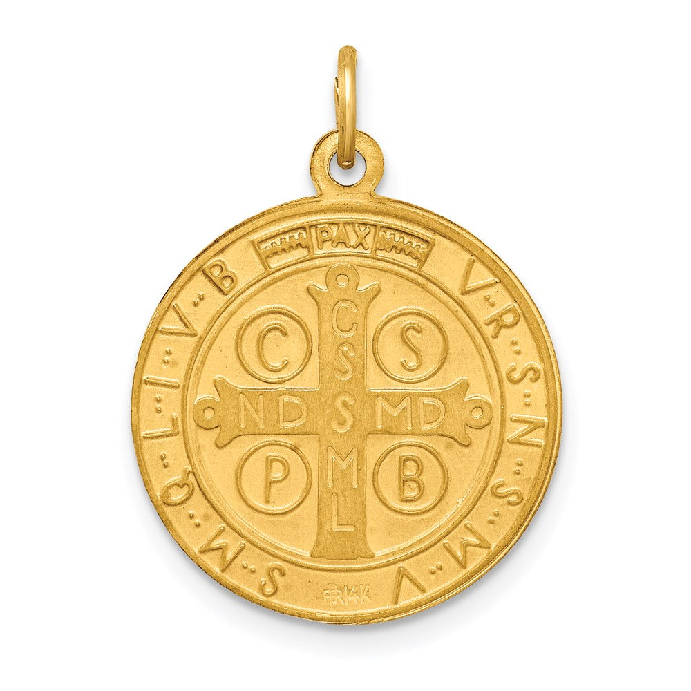 14k Yellow Gold Solid Polished/Satin Round Reversible St. Benedict Medal