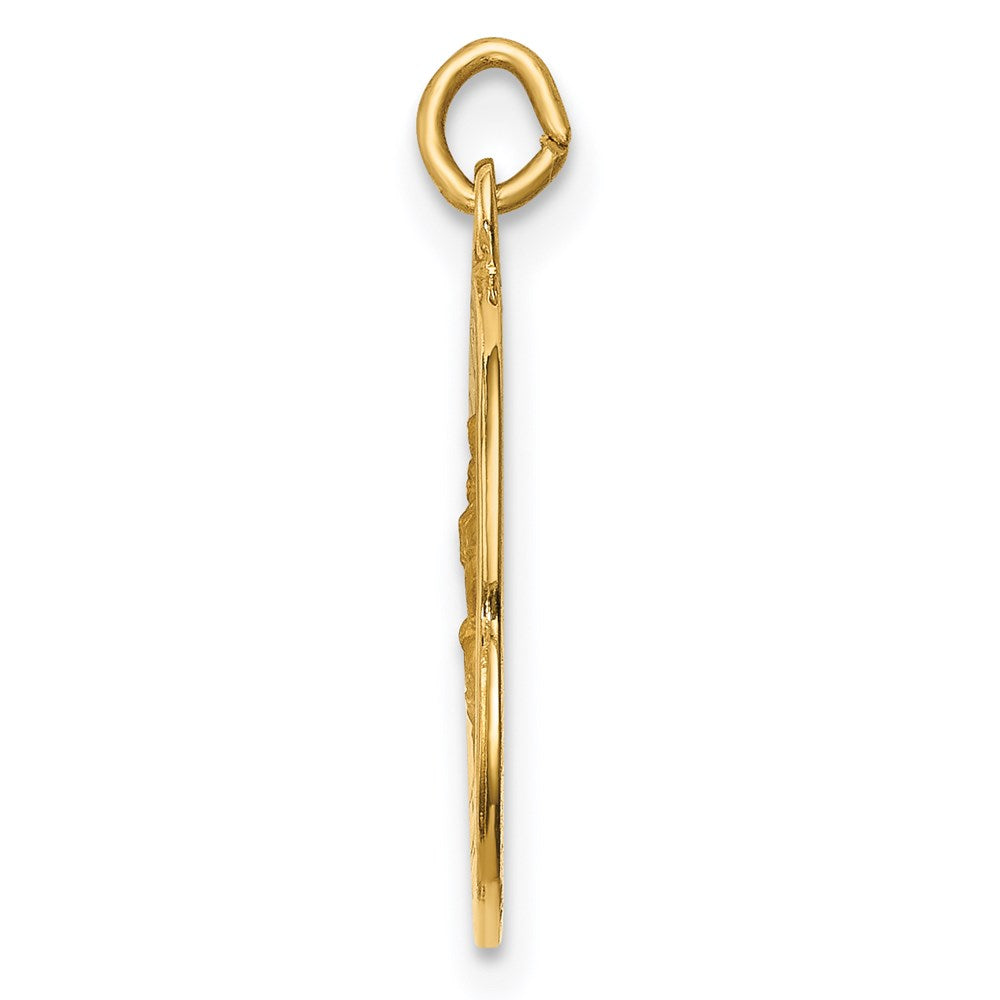14k Yellow Gold Solid Polished/Satin Small Round St. Christopher Medal