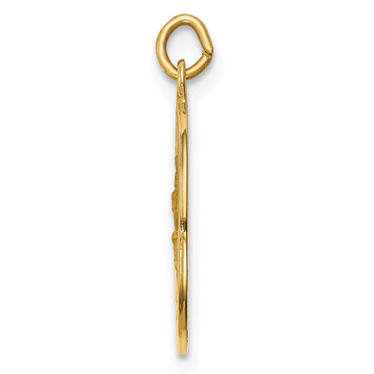 14k Yellow Gold Solid Polished/Satin Small Round St. Christopher Medal