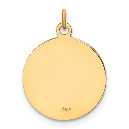14k Yellow Gold Solid Polished/Satin Small Round St. Christopher Medal