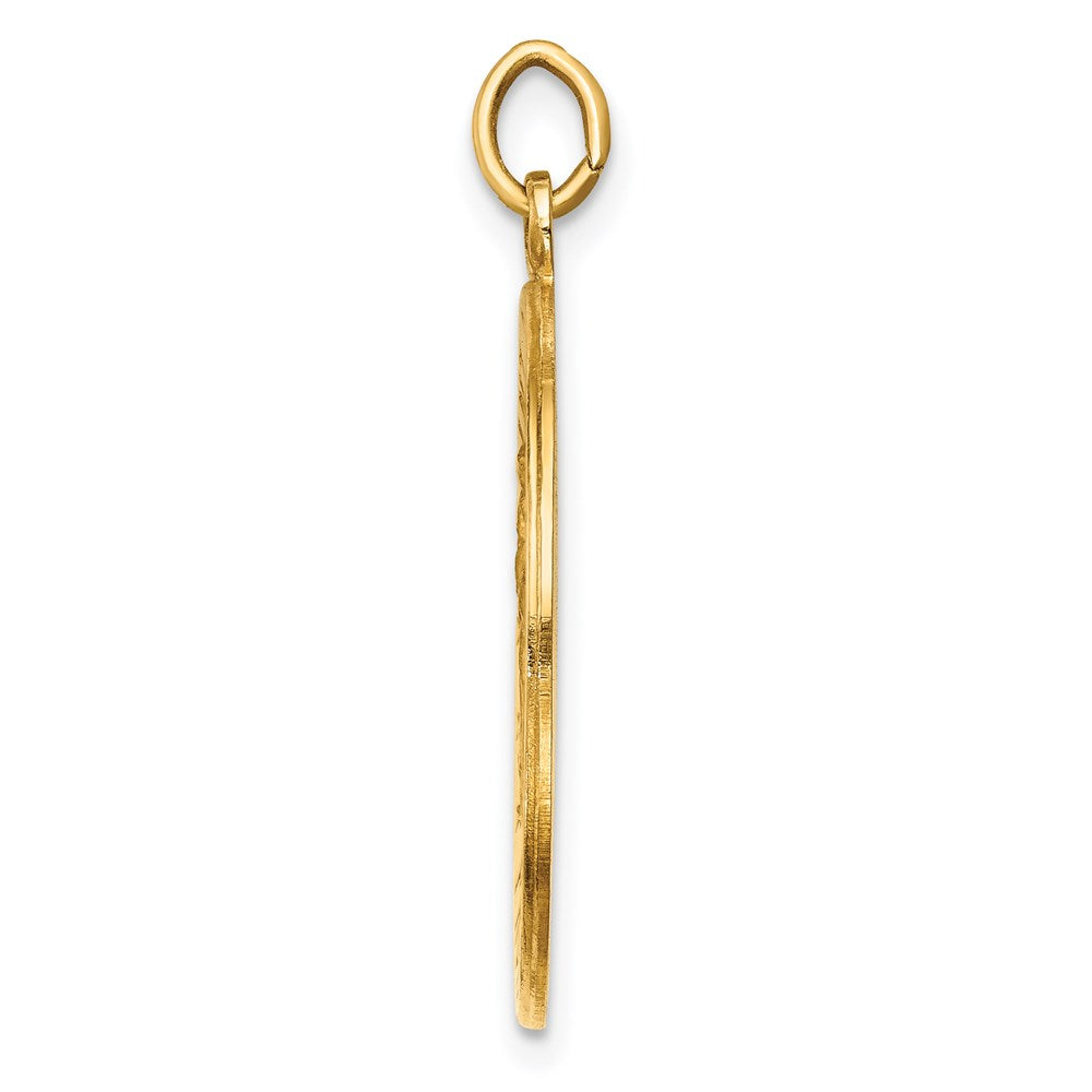 14k Yellow Gold Solid Polished/Satin Medium Round St. Christopher Medal