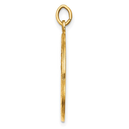 14k Yellow Gold Solid Polished/Satin Medium Round St. Christopher Medal