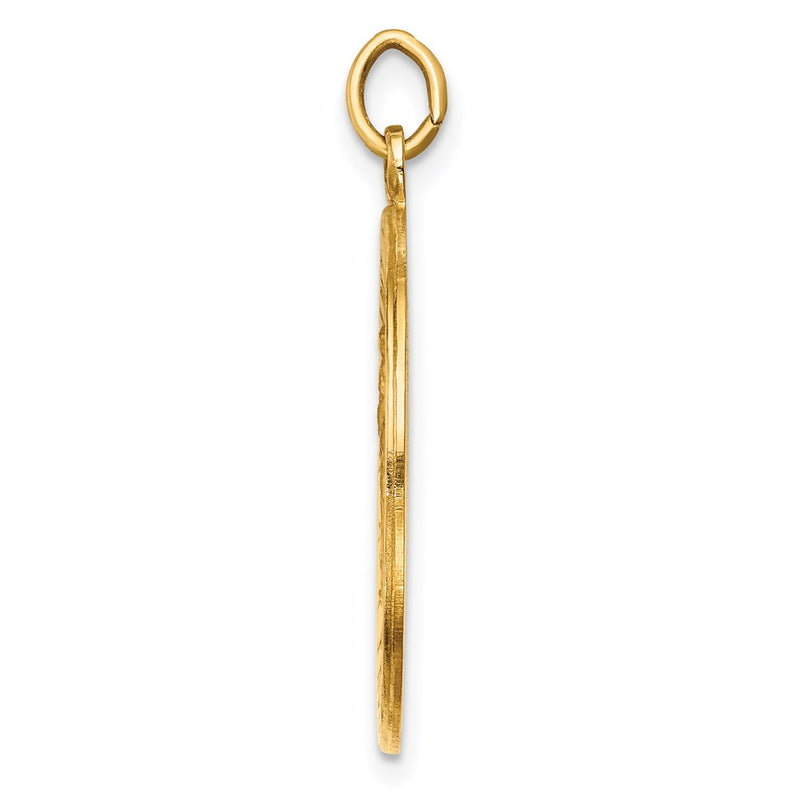 14k Yellow Gold Solid Polished/Satin Medium Round St. Christopher Medal