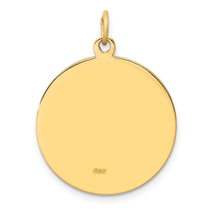 14k Yellow Gold Solid Polished/Satin Medium Round St. Christopher Medal