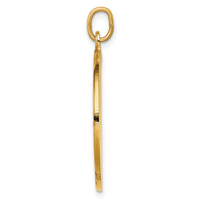 14k Yellow Gold Solid Polished/Satin Large Round St. Christopher Medal