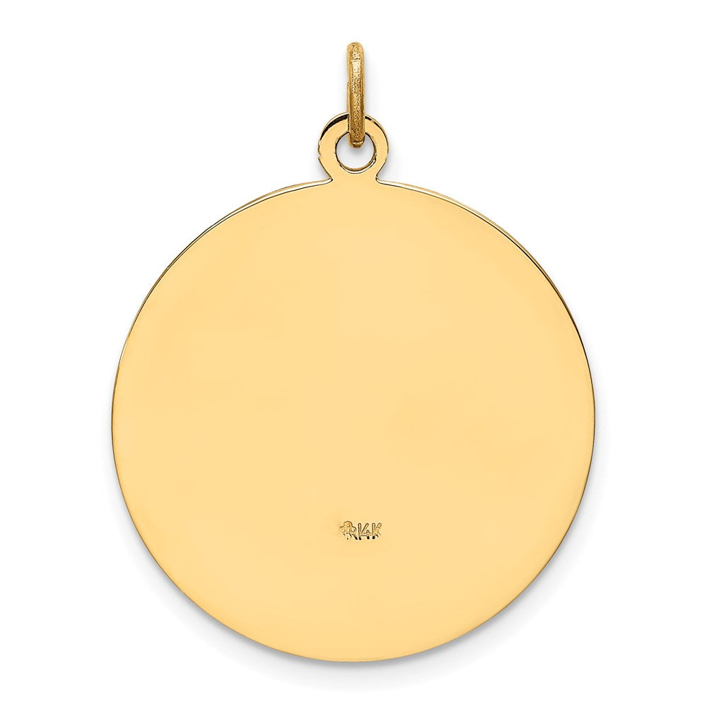 14k Yellow Gold Solid Polished/Satin Medium Round St. Christopher Medal
