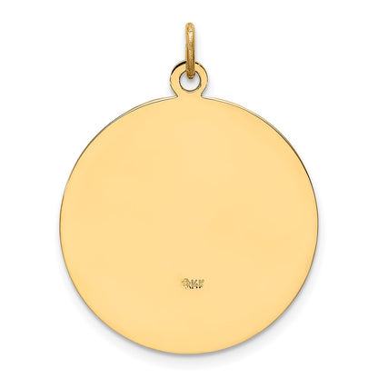 14k Yellow Gold Solid Polished/Satin Medium Round St. Christopher Medal