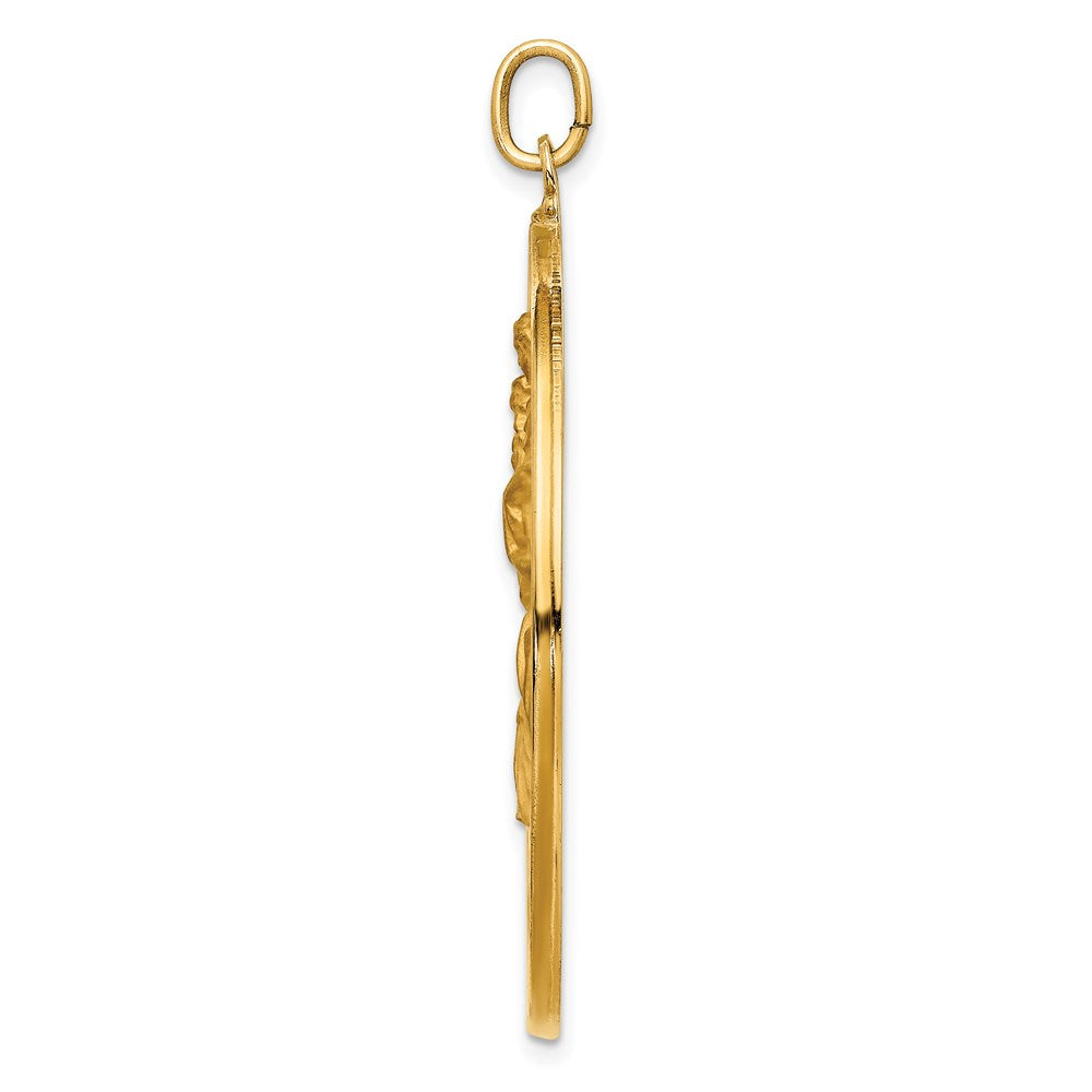 14k Yellow Gold Solid Polished/Satin Extra Large Cut-out St. Christopher Medal