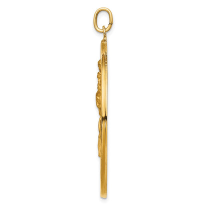 14k Yellow Gold Solid Polished/Satin Extra Large Cut-out St. Christopher Medal