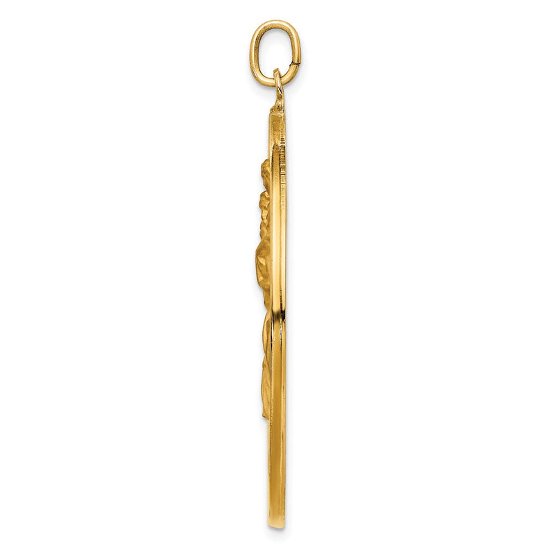 14k Yellow Gold Solid Polished/Satin Extra Large Cut-out St. Christopher Medal