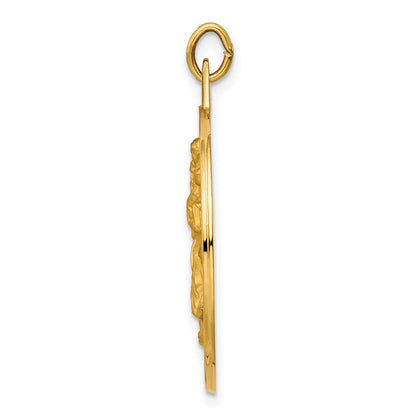 14k Yellow Gold Solid Polished/Satin Round Cut-out St. Christopher Medal