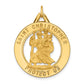 14k Yellow Gold Solid Polished/Satin Round Cut-out St. Christopher Medal