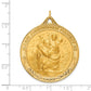 14k Yellow Gold Solid Polished/Satin Extra Large Round St. Christopher Medal