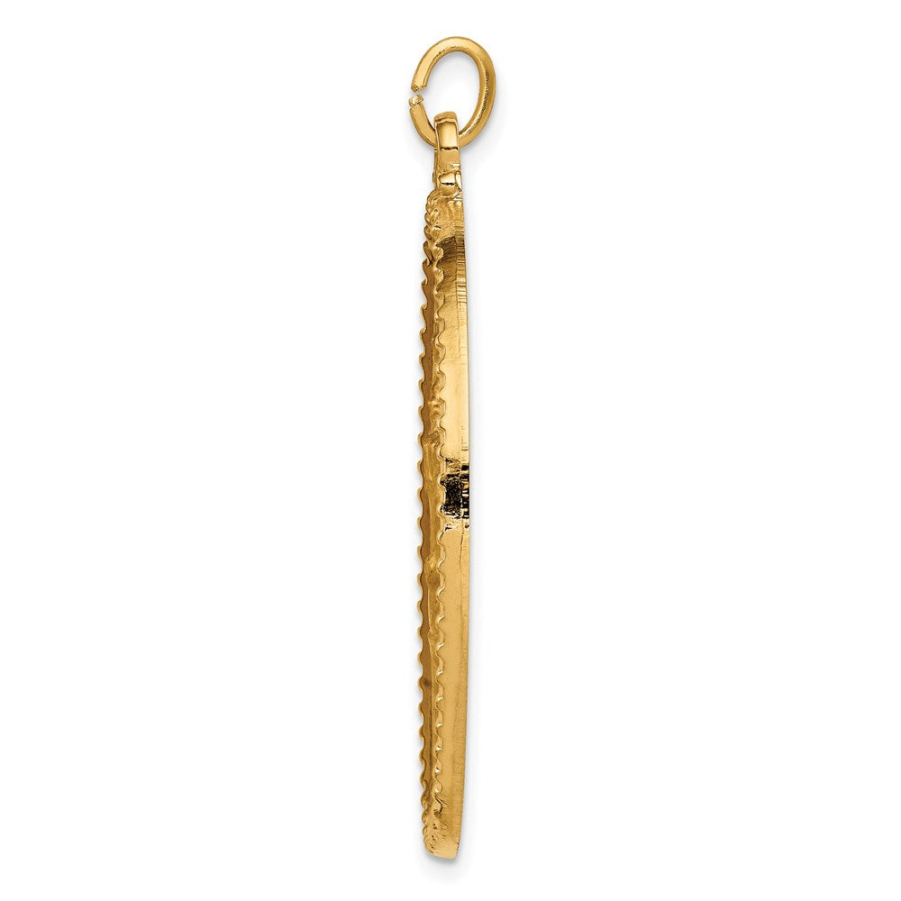 14k Yellow Gold Solid Polished/Satin Beaded Edge St. Christopher Medal