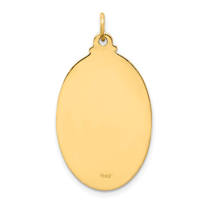 14k Yellow Gold Solid Polished/Satin Medium Oval St. Christopher Medal