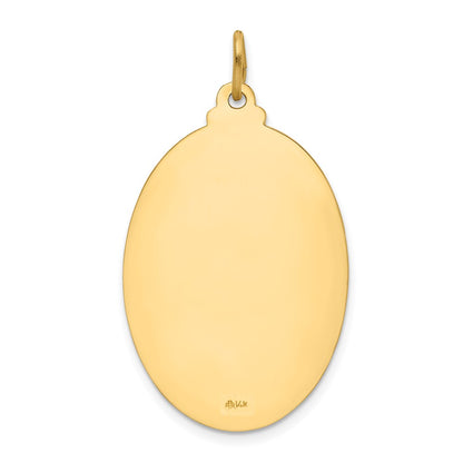 14k Yellow Gold Solid Polished/Satin Large Oval St. Christopher Medal