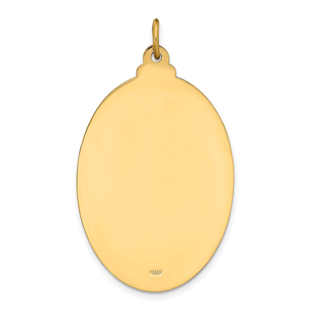 14k Yellow Gold Solid Polished/Satin Large Oval St. Christopher Medal