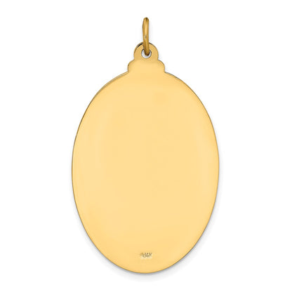 14k Yellow Gold Solid Polished/Satin Large Oval St. Christopher Medal