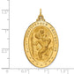 14k Yellow Gold Solid Polished/Satin Large Oval St. Christopher Medal