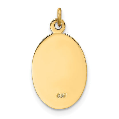 14k Yellow Gold Solid Polished/Satin Extra Small Oval St. Christopher Medal