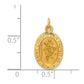 14k Yellow Gold Solid Polished/Satin Extra Small Oval St. Christopher Medal