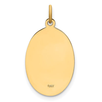 14k Yellow Gold Solid Polished/Satin Small Oval St. Christopher Medal