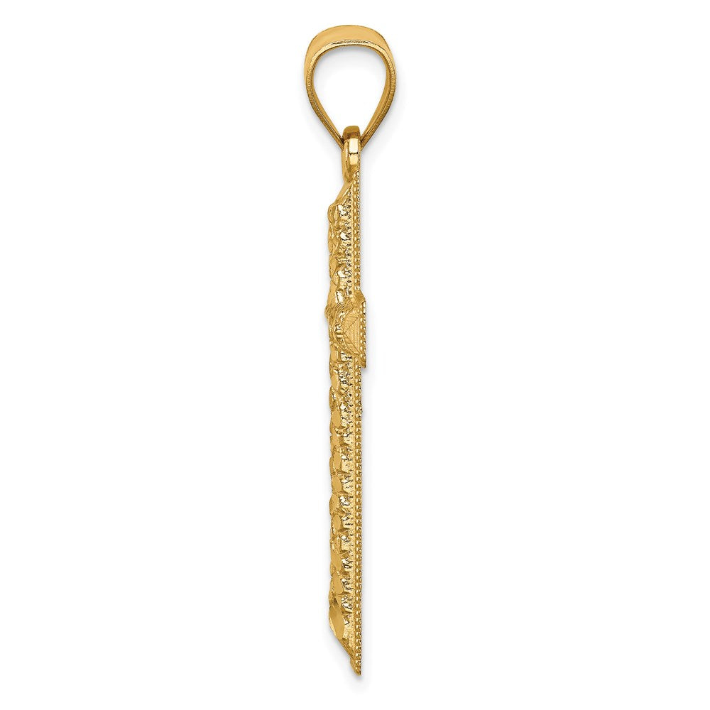 14k Yellow Gold Diamond-cut Cross Pendant